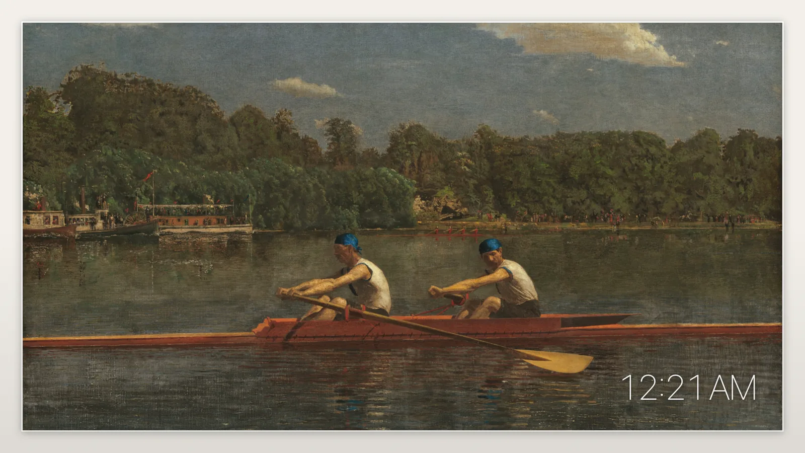 A picture behind a bevel-cut mat